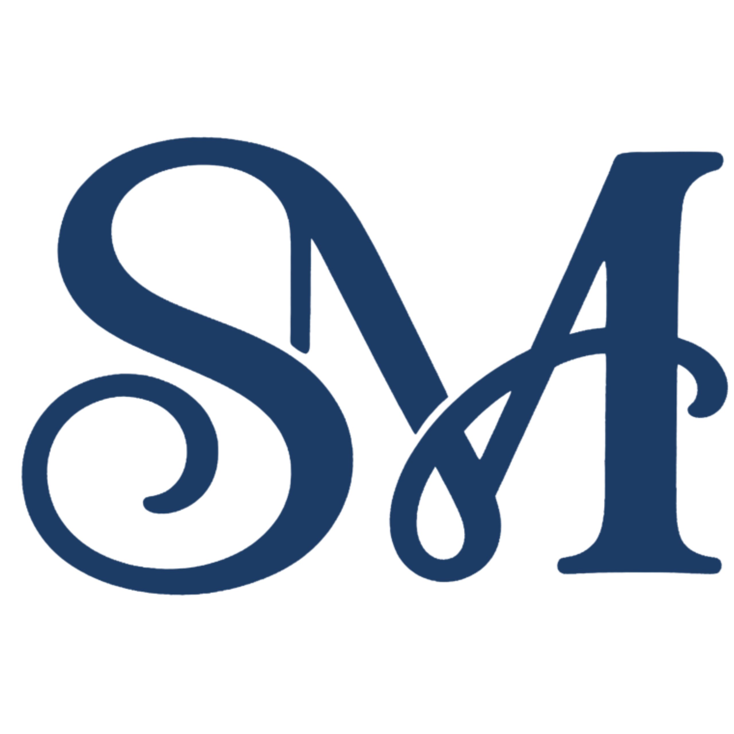 SM Monogram logo SM is in cursive script