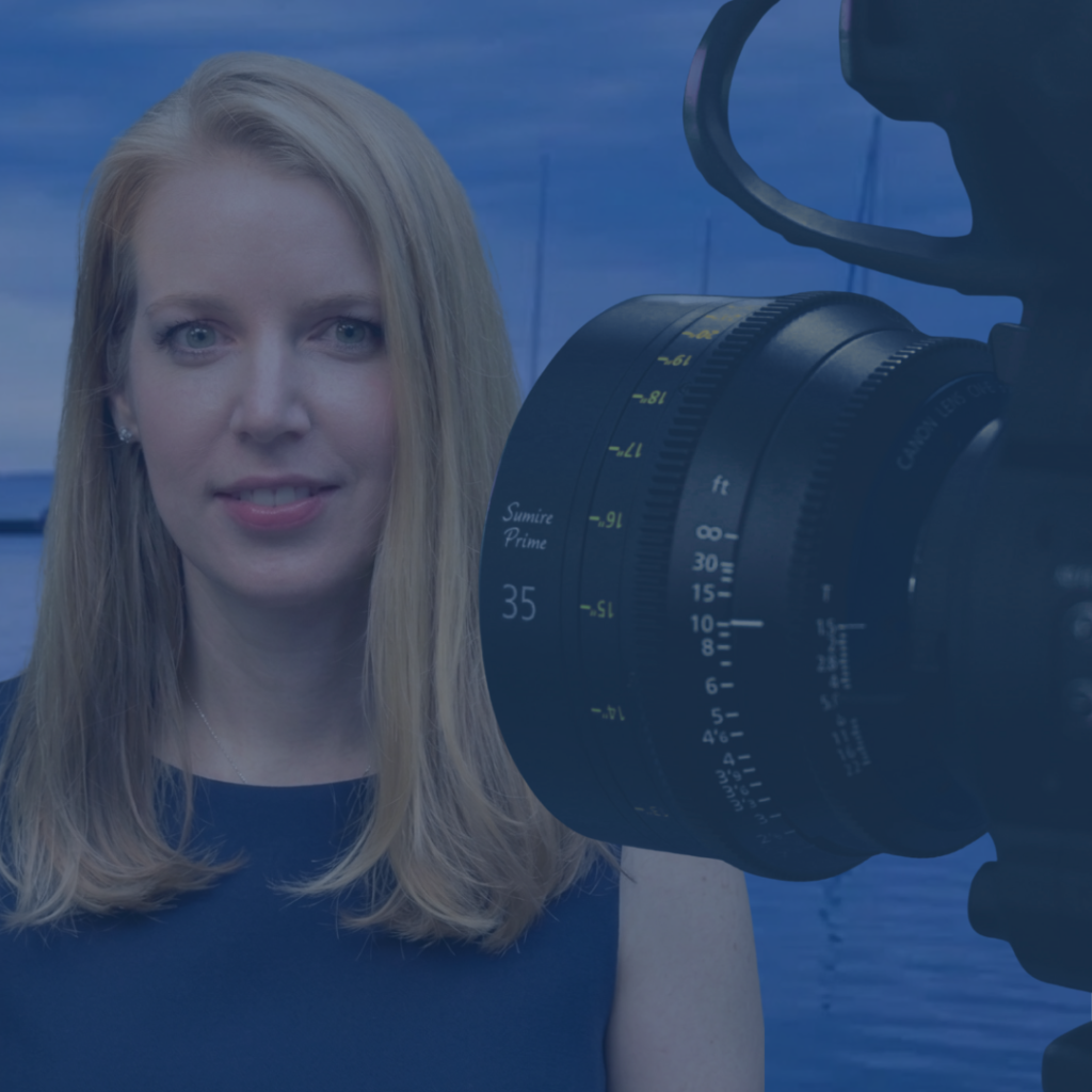 Stephanie Manica behind a professional camera